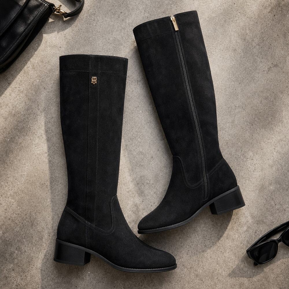 Tommy Hilfiger Dray 2 Women's Size 11M Black Tall Knee High Boots Faux Suede